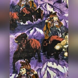 SC Shamash & Sons Buffalo Native American Scenic Fabric 1 Yard